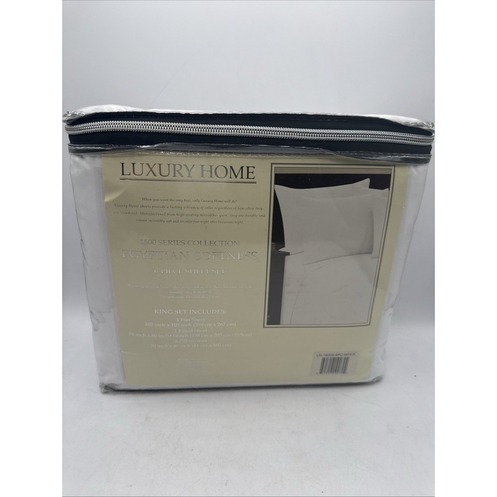 Luxury Home 1600 Series Egyptian Softness White Full 6 Piece Sheet Set NEW